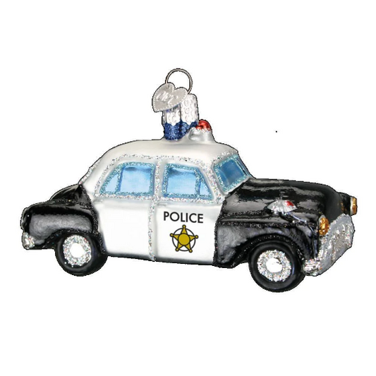 Police Car - Blown Glass Tree Ornament by Old World Christmas - Law Enforcement Gift