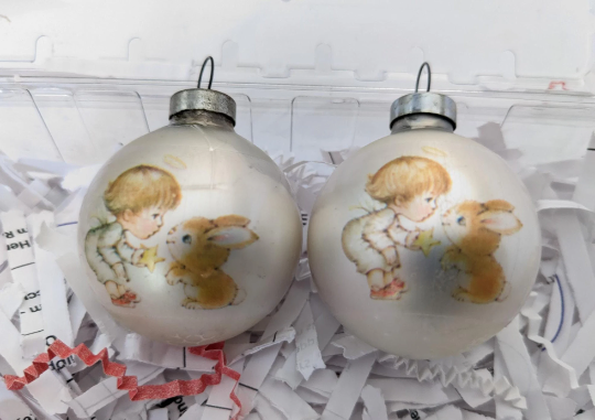 Vintage Hallmark Little Miracles Button & Bo Christmas Ornaments