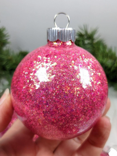 Hot Pink Glass Christmas Ornaments