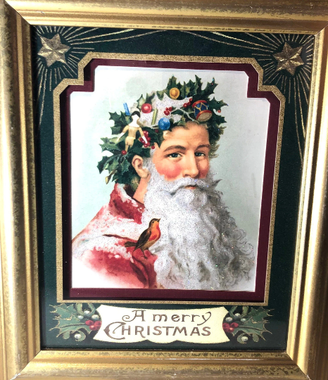 Vintage Framed Old World Christmas Santa