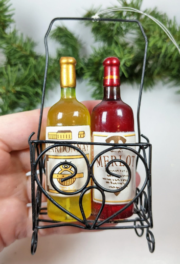 Vintage Wine and Caddy Christmas Ornament