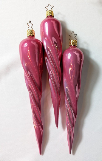 Hot Pink Icicles Retired Old World Christmas Inge Glas Ornaments