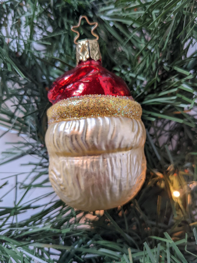 Jovial Santa Head Retired Old World Christmas Inge Glas Ornament