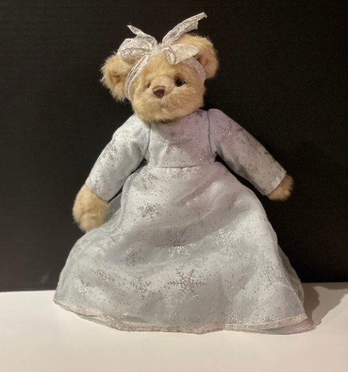 Vintage Bearington Bear in Silver Snowflake and Blue Dress Antique Teddy Bear