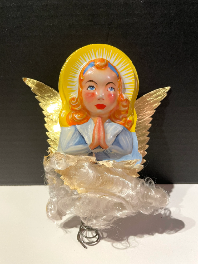 Vintage National Angel Tree Topper with Angel Hair