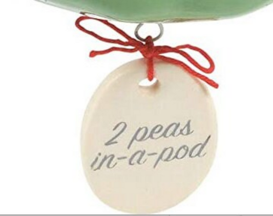 Snowbabies Celebrations Two Peas In A Pod Hanging Ornament, Department 56 Porcelain Ornament