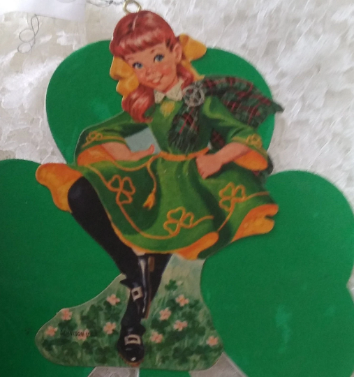 Vintage 1960s Saint Patrick's Day Wooden Die Cut Wall Hanging