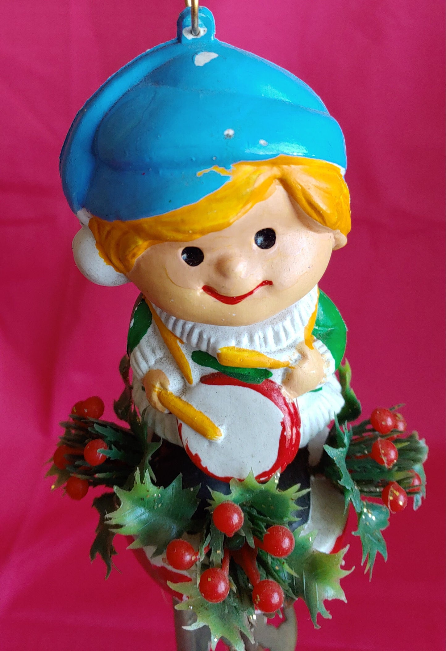 Vintage Plastic Little Drummer Boy Christmas Wind Chime