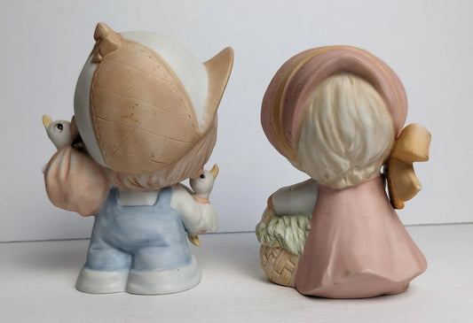 Girl with Lambs and Boy with Ducks Figurines
