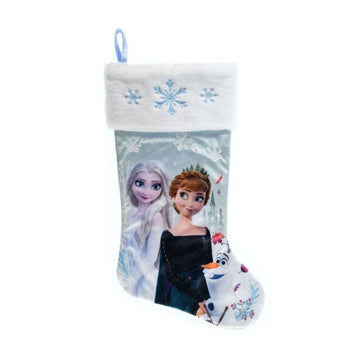 Disney Frozen Christmas Stocking / Anna, Elsa & Olaf / Baby Blue and Snowflakes / Felt Embossed Stocking