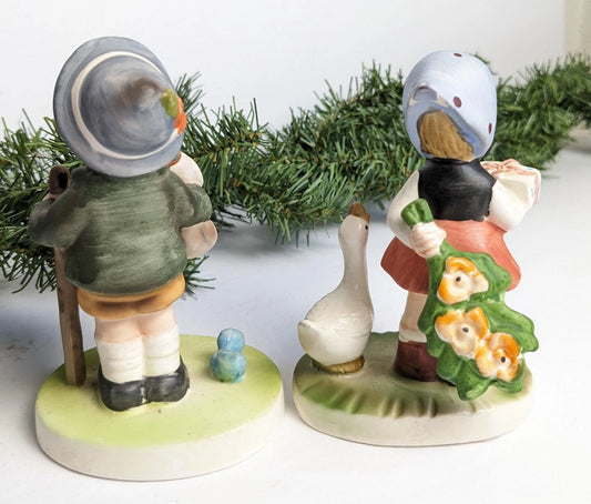 Girl with Goose and Boy with Dog Figurines