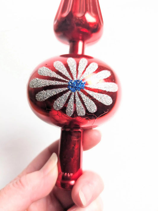 Red Finial Christmas Tree Topper