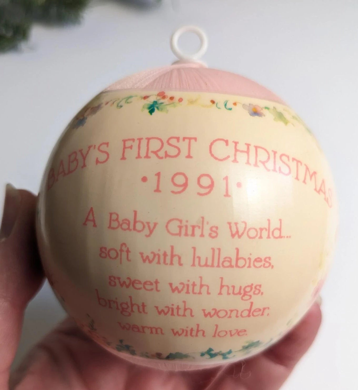 Vintage Hallmark 1991 Baby Girls First Christmas Ornament