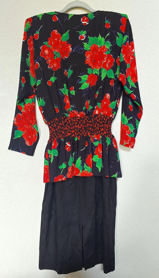 Vintage Susan Fries Black Floral Outfit NWT/ Size Small