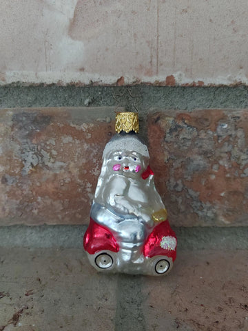 Vintage Inge Glas Santa in Car Christmas Ornament