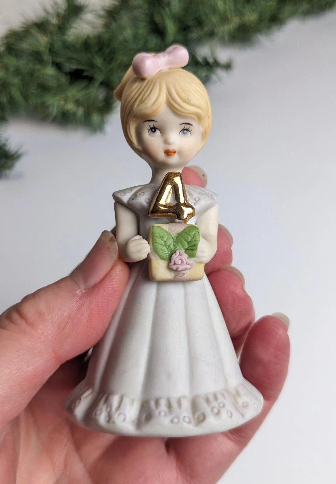 Vintage 1981 Enesco Growing Up Fourth Birthday Girls Figurine