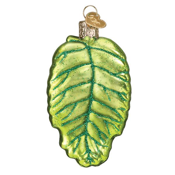 Fuzzy Caterpillar on Leaf - Blown Glass Tree Ornament by Old World Christmas