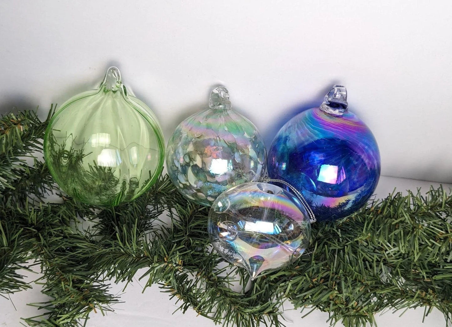 Iridescent Blown Glass Christmas Ornaments