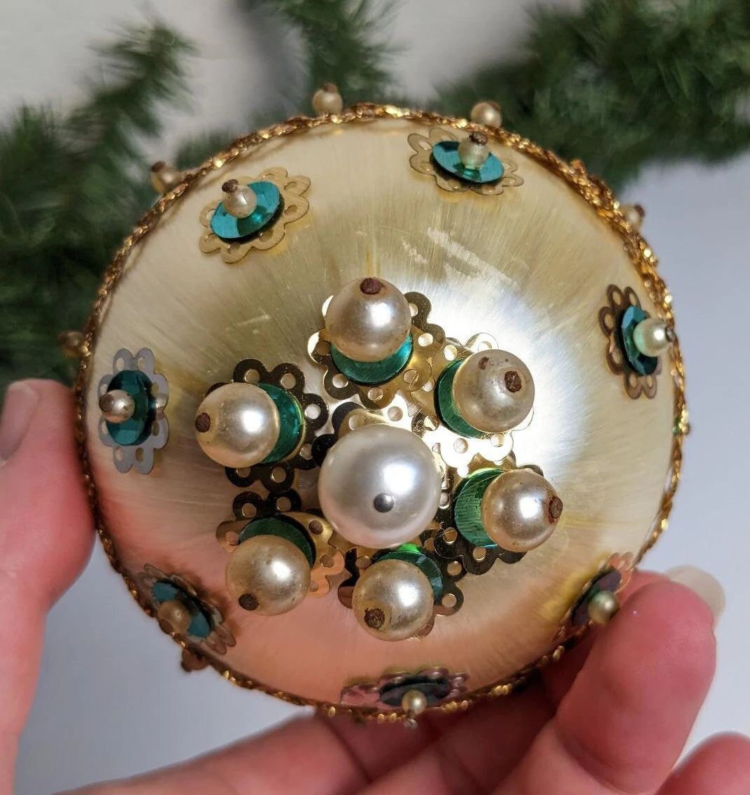 Vintage Handmade Beaded Pushpin Ornament