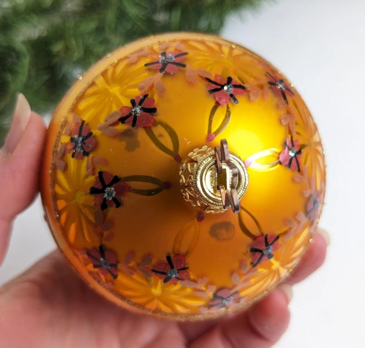 Gold Floral Retired Old World Christmas Inge Glas Ornament