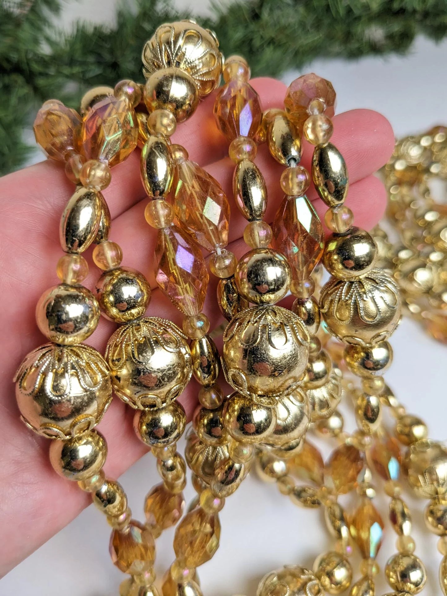 Gold Beaded Christmas Garland