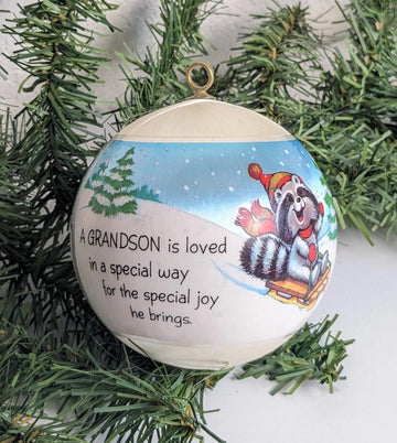 Vintage 1978 Hallmark Grandson Satin Christmas Ornament