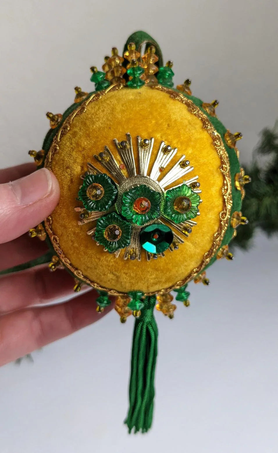 Vintage Handmade Beaded Pushpin Ornament