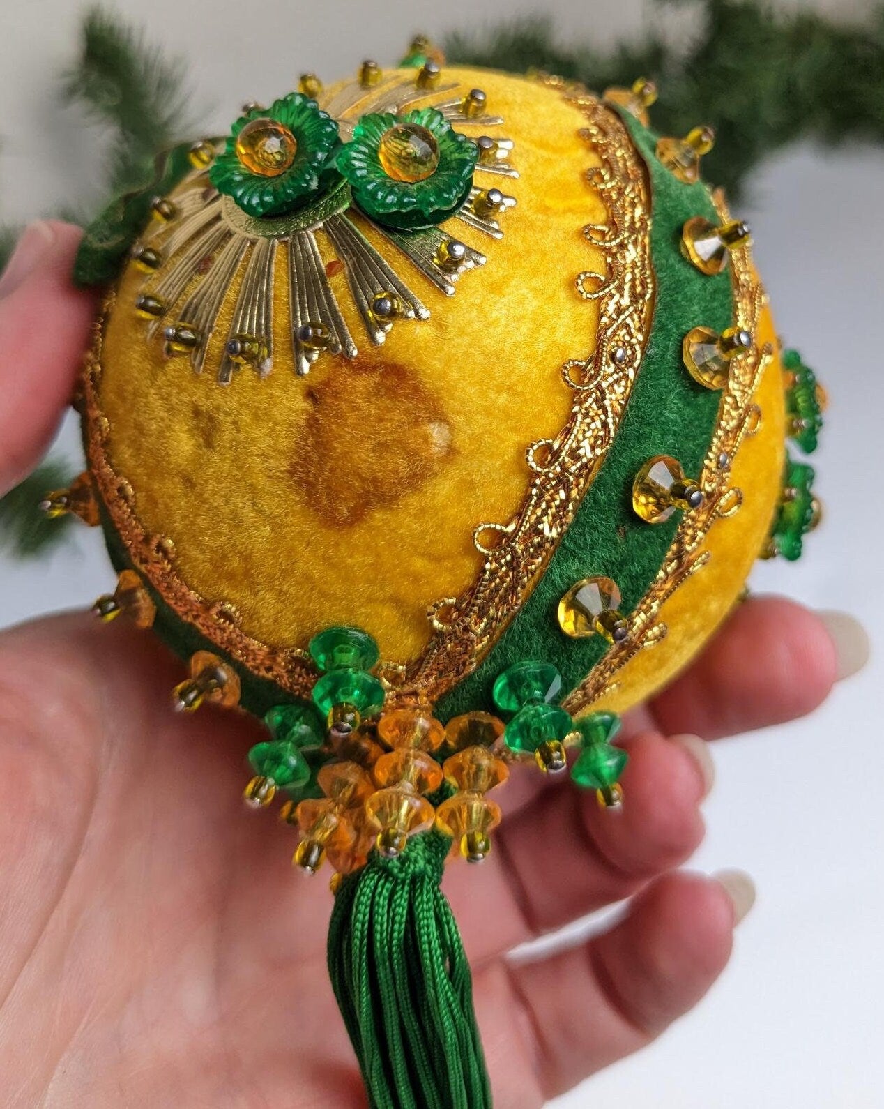 Vintage Handmade Beaded Pushpin Ornament