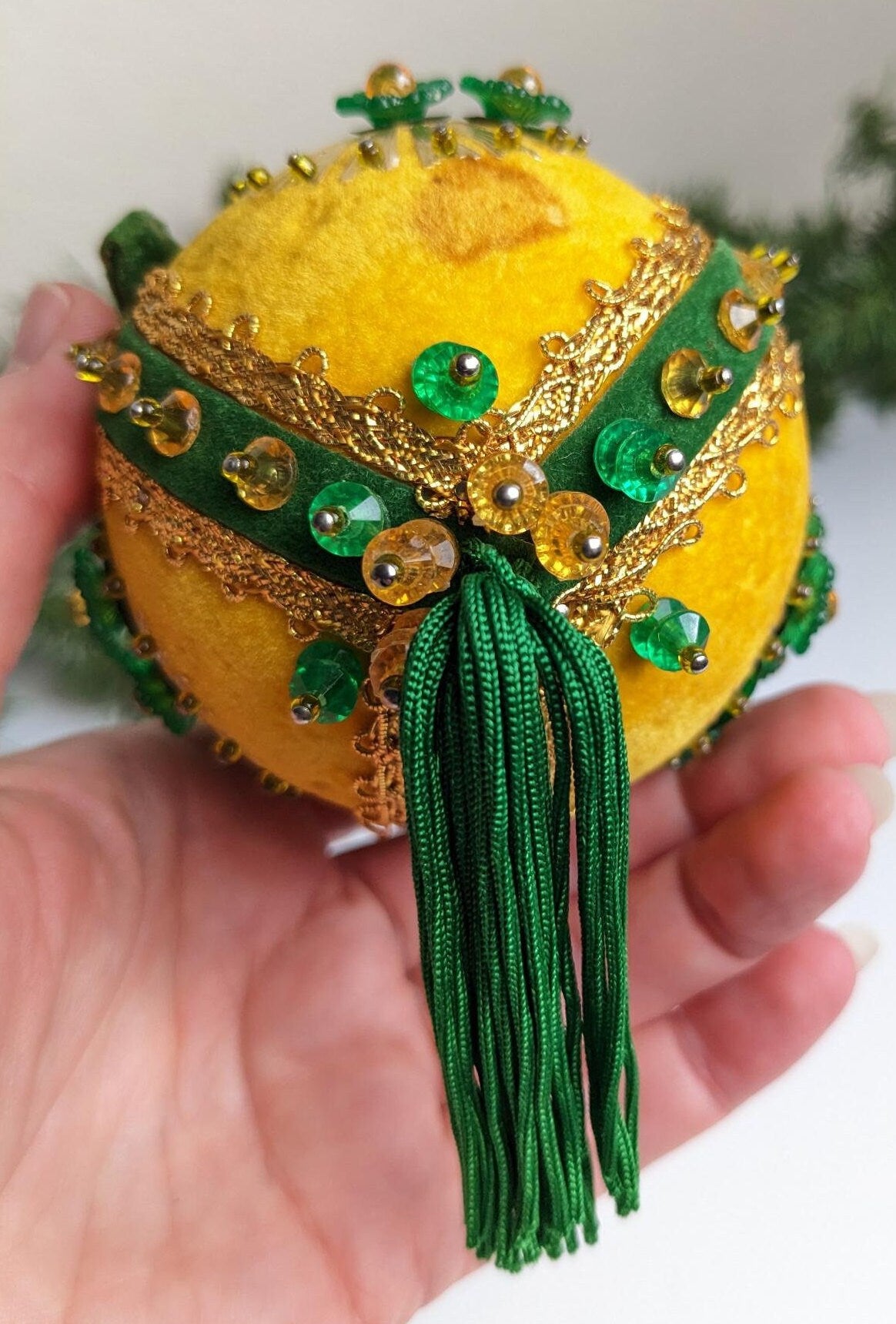 Vintage Handmade Beaded Pushpin Ornament