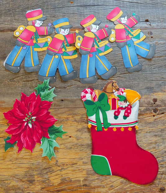 Vintage Iron on Christmas and Floral Fabric Patches