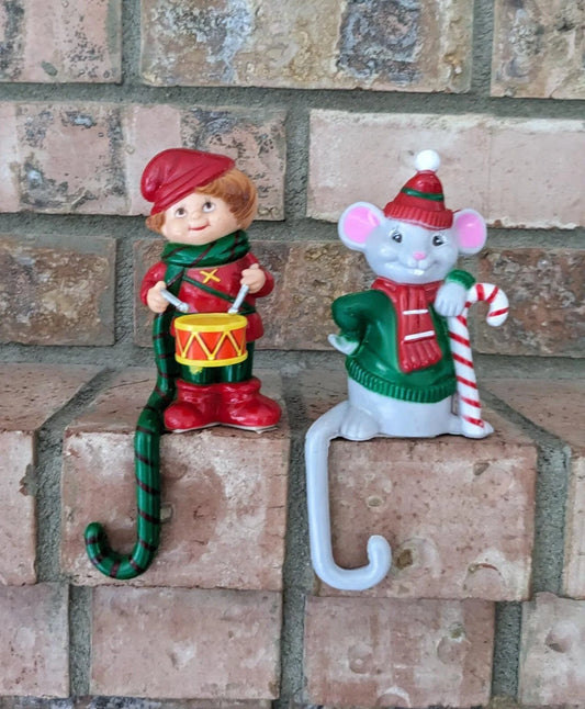 Vintage Drummer Boy and Mouse Stocking Holders