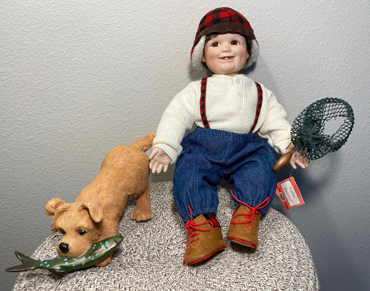 Vintage Fishin' Buddies Porcelain Doll