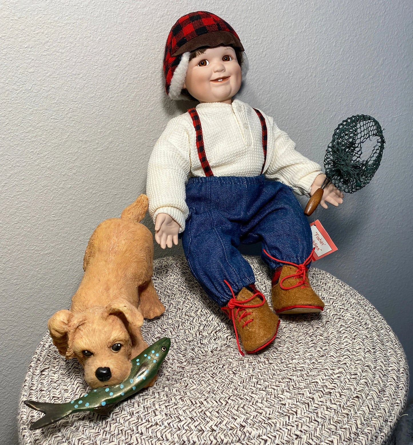 Vintage Fishin' Buddies Porcelain Doll