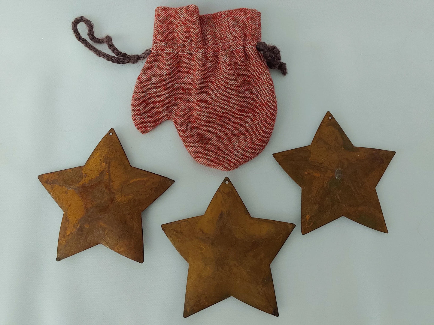 Vintage Rusty Star and Rustic Mitten Christmas Ornaments