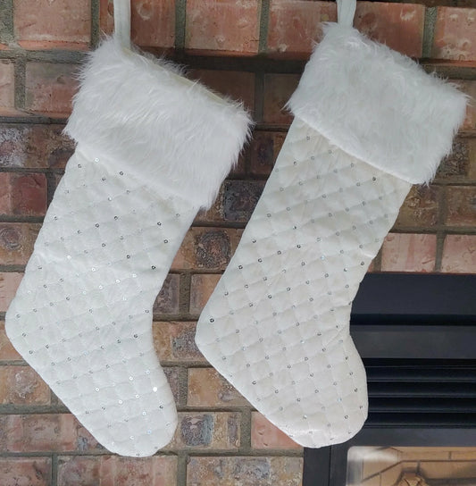 White Fur Trimmed Christmas Stockings