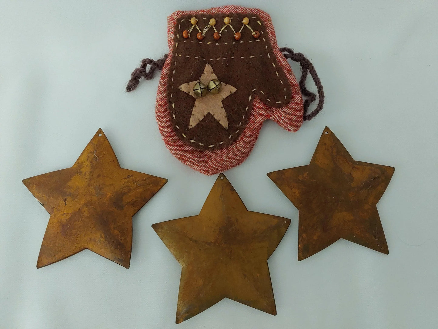 Vintage Rusty Star and Rustic Mitten Christmas Ornaments