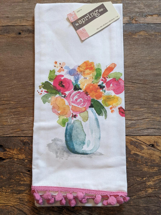 Floral Pink Tea Dish Towel