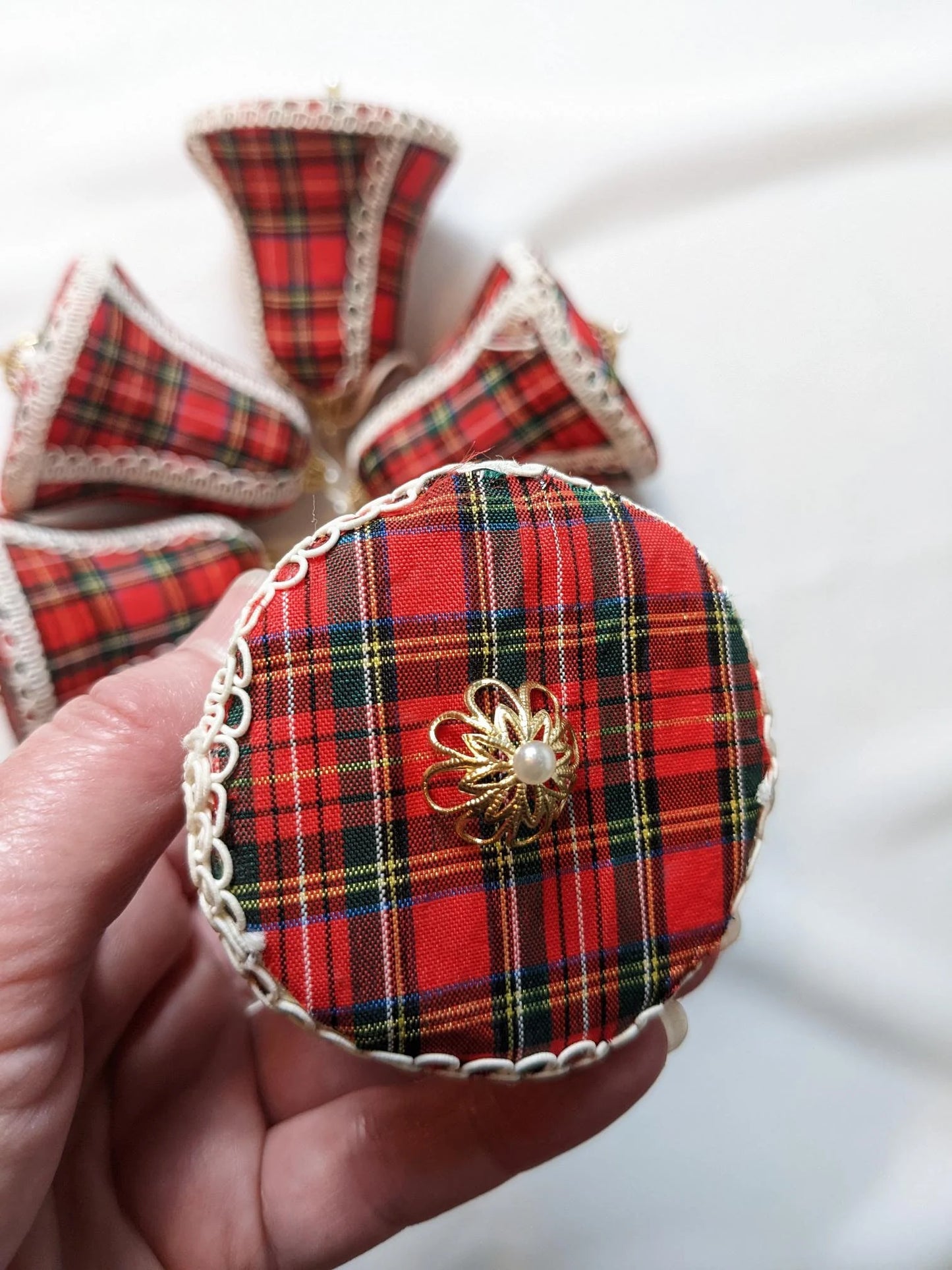 Plaid Bell Christmas Ornaments