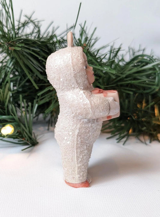 Vintage Little Girl with Gift Christmas Ornament