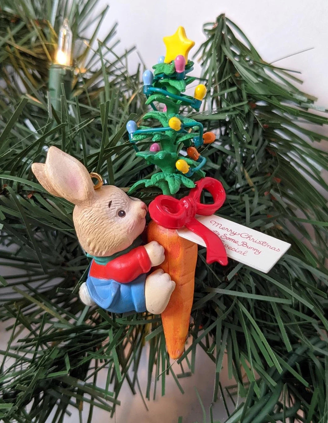 Vintage Carleton Cards Bunny Christmas Ornament