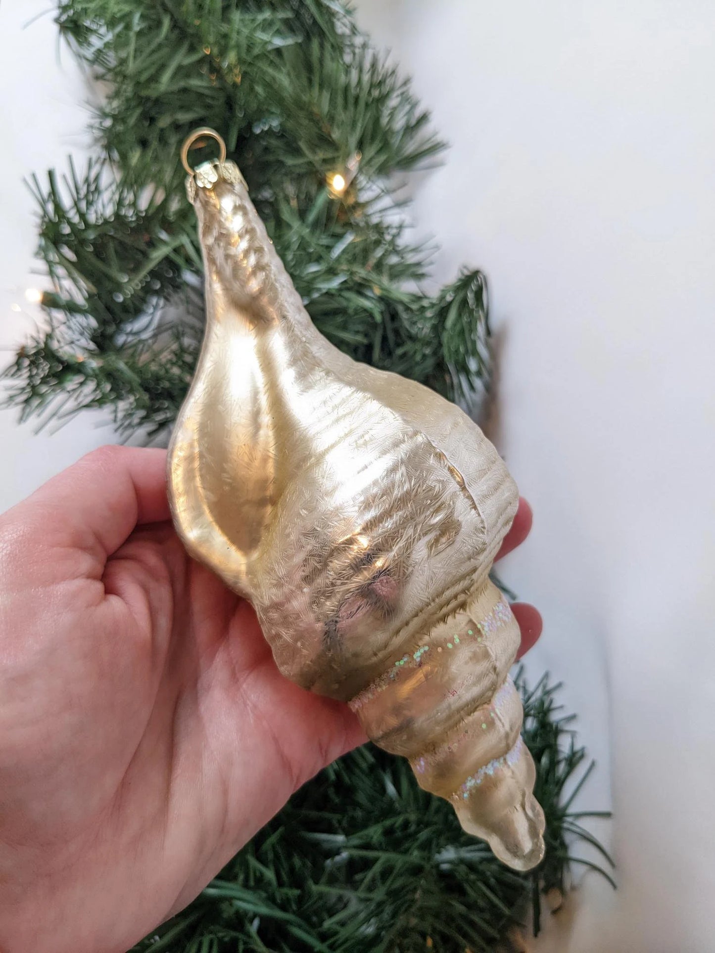 Gold Conch Seashell Christmas Ornament