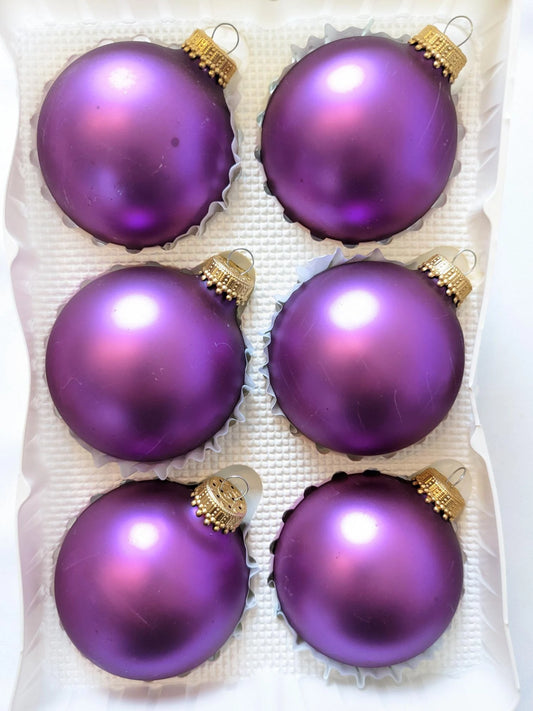 Krebs Vintage Purple Glass Christmas Ornaments