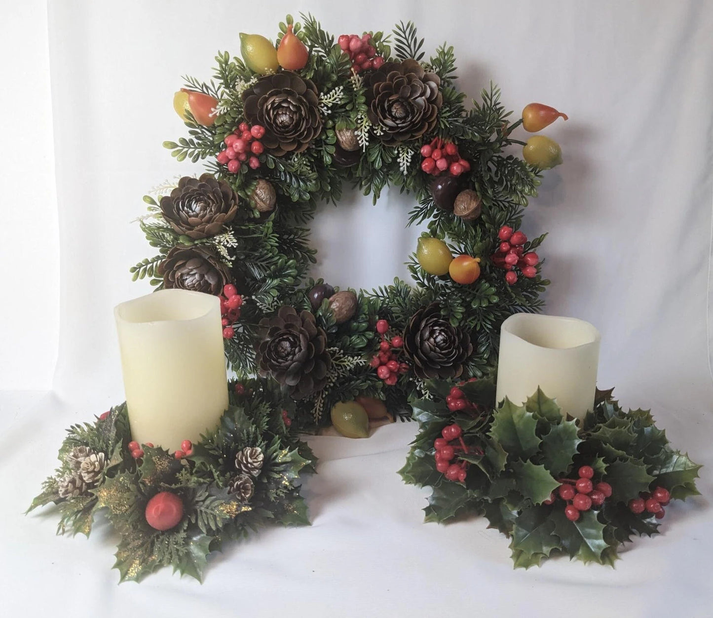 Christmas Plastic Door Wreath & Candle Rings