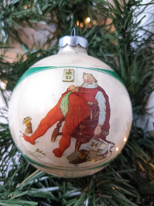 Vintage 1976 Hallmark Norman Rockwell Tired Santa Christmas Ornament