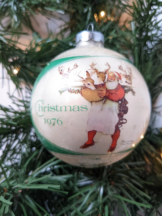 Vintage 1976 Hallmark Norman Rockwell Tired Santa Christmas Ornament