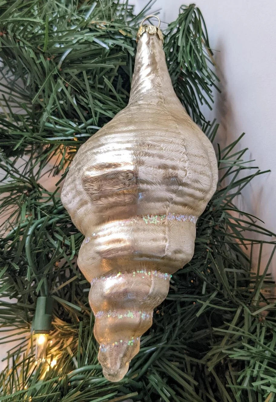 Gold Conch Seashell Christmas Ornament