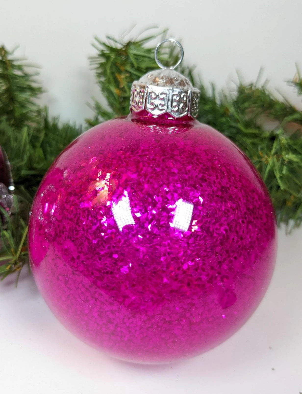 Large Hot Pink Glass Christmas Ornaments