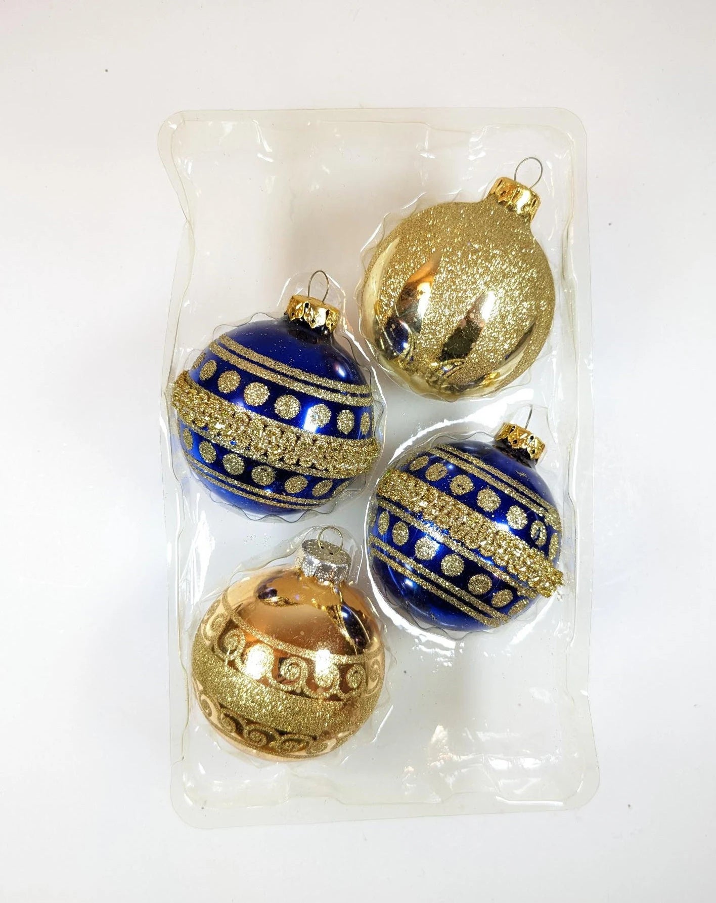 Vintage Blue and Gold Christmas Ornaments