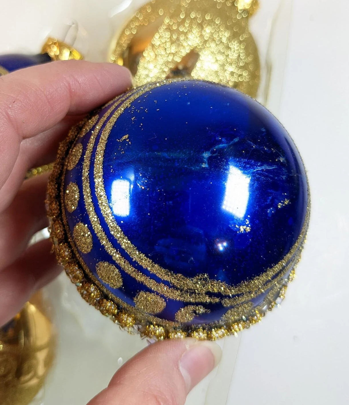 Vintage Blue and Gold Christmas Ornaments