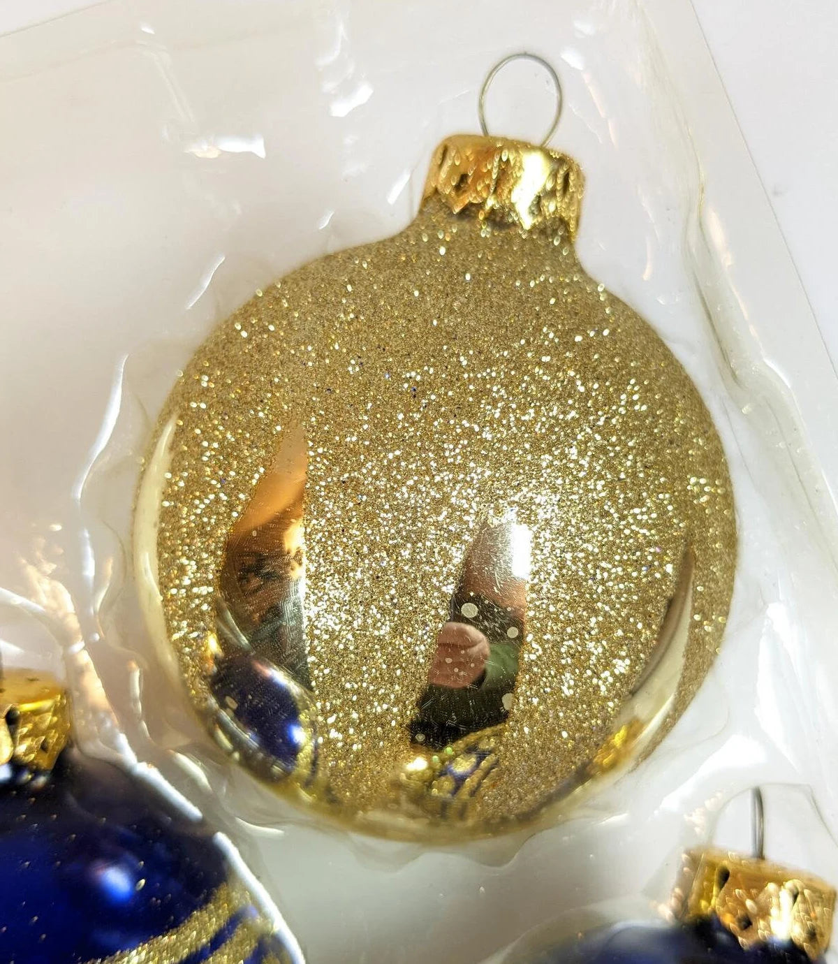 Vintage Blue and Gold Christmas Ornaments